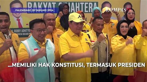 Alasan Airlangga Bela Presiden Jokowi Boleh Saja Berkampanye Video