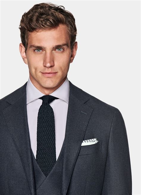 Navy Houndstooth Three Piece Havana Suit In Wool Cashmere Suitsupply Canada