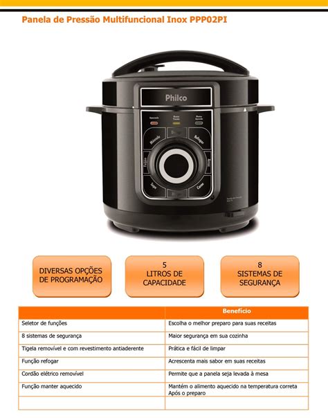 Panela Elétrica de Pressão Philco PPP02PI Multifuncional 5L Preto 110V