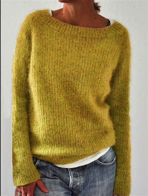 Crewneck Long Sleeve Knitted Sweater Gensere For Kvinner Tovet Genser Genser