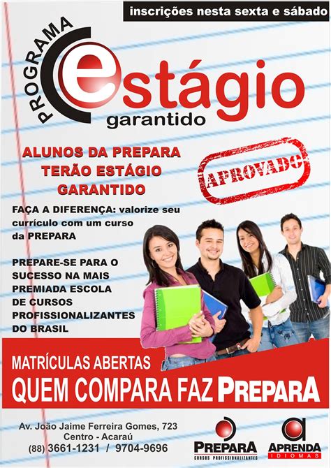 O Acara Prepara Cursos Lan A O Programa Estagio Garantido Prepara