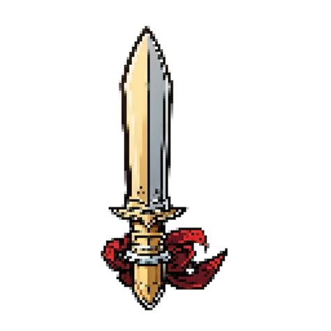 Pixel Art Dagger Espada Estilo Rpg Vetor Premium