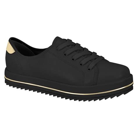 Tenis Beira Rio Flatform Pretodourado 41961024 Preto