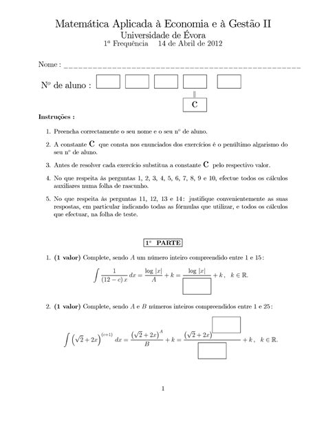 Frequencia Matemtica Aplicada Economia E Gesto Ii