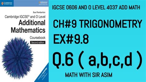 Additional Math Igcse And O Levels Ch Ex Q A B C D