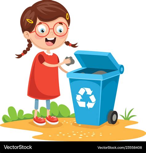 Of Kid Recycling Trash Royalty Free Vector Image