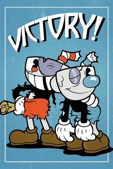 Victory Poster Picture Metal Print Paint By Cuphead Displate Retro Cartoons Old