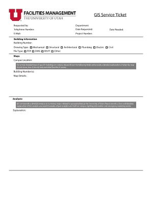 Fillable Online Facilities Utah GIS Service Ticket Facilities