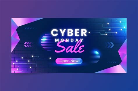 Plantilla De Banner Horizontal Degradado Para Venta De Cyber Monday