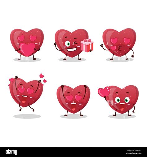 Red Love Gummy Candy Cartoon Character With Love Cute Emoticon Vector