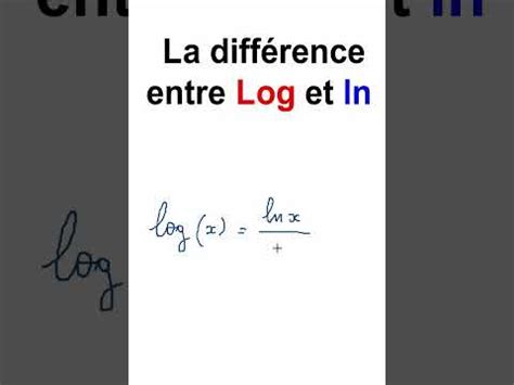 Mathématiques la différence entre log et ln YouTube