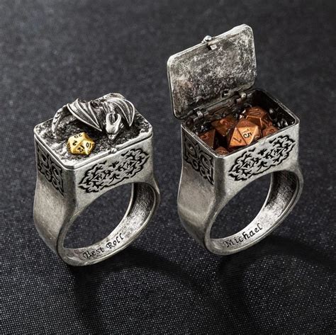 Dragon Ring Box And Mini Dice Set For Dnd Custom Engraved Text Ring D20
