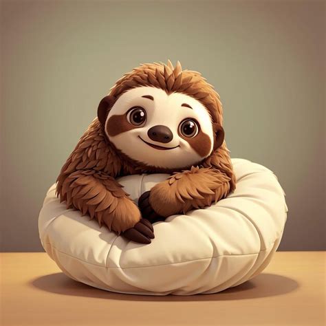 Premium Photo Cute Sloth Hug Pillow Cartoon Vector Icon Illustration