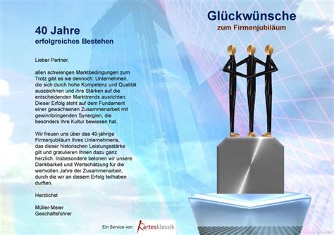 Glückwünsche und Sprüche Jubiläum Firma für Karte und Geschenk