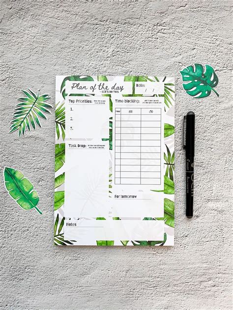 Leafy A5 Desk Pad Daily Planner Notepad Tear Off Pad Etsy UK Daily