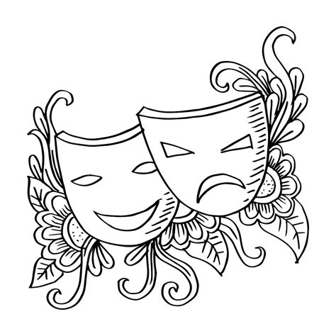 Theater Masks Drama And Comedy Theater Drawing Drama Drawing Mask