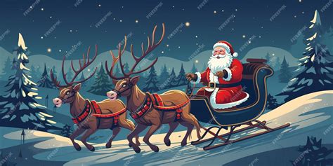 Premium Ai Image Santa Claus Rides In A Reindeer Sleigh He Hastens To