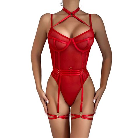 Celiean Women S High Elastic Mesh Tight Fitting See Through Halter Neck