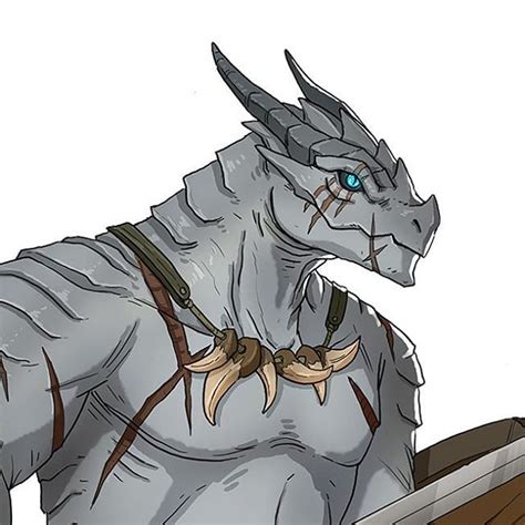 Karfiron Vaskshotian Silver Dragonborn Fighter Artwork Dnd