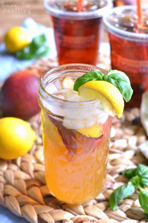 Basil Peach Iced Tea Lemonade Recipe Peach Ice Tea Iced Tea