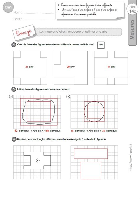 Cm1 Exercices Estimer Et Encadrer Une Aire
