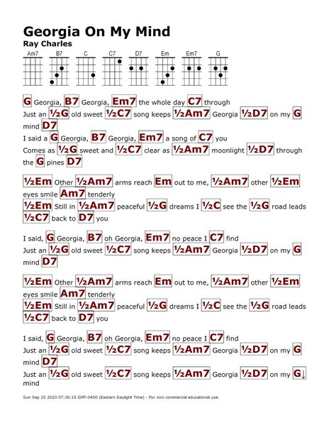 Georgia On My Mind Ray Charles Guitar Chords Mia Celinka