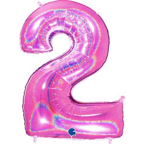 Glitter Fuchsia Pink Number 2 Balloons | 40 inch | partyHAUS