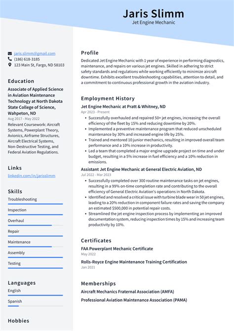 Top 17 Jet Engine Mechanic Resume Objective Examples