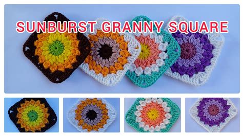 CROCHET Tutorial Merajut Granny Square Sunburst Granny Square