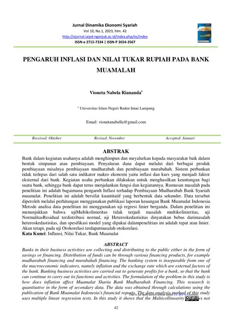 PDF PENGARUH INFLASI DAN NILAI TUKAR RUPIAH PADA BANK MUAMALAH