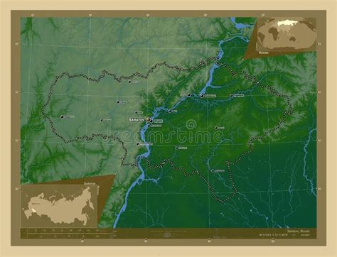 Saratov Russia Physical Labelled Points Of Cities Stock Illustration