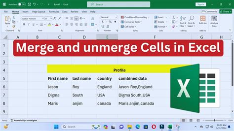 How To Merge Cells In Excel Merge And Unmerge Cells Excel Youtube