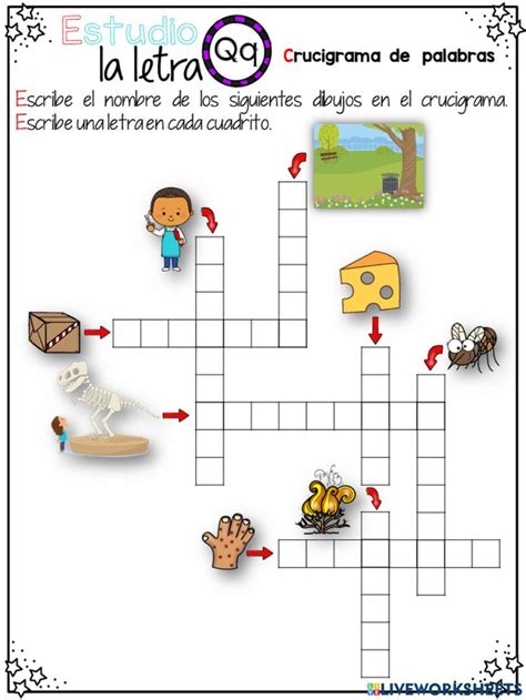 Estudio La Letra Qq Crucigrama De Palabras Worksheet Palabras Con