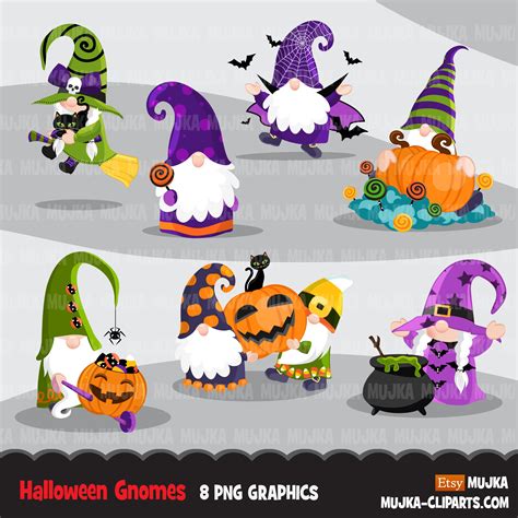 Halloween Clipart Halloween Gnomes Clipart Gnome Sublimation Etsy