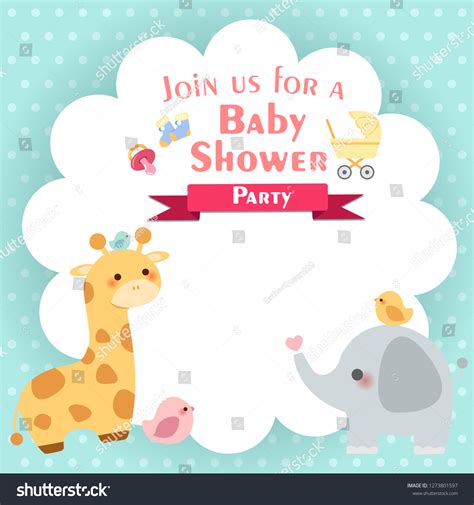 Cute Cartoon Baby Shower Invitation Card Stock Vector (Royalty Free ...