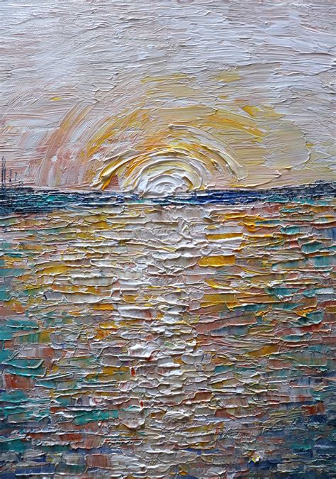 Sunrise Abstract Original Painting Lake Ocean Seashore Seacoast