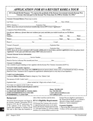 Fillable Online Kwva Revisit Korea Application Form Flash Bulletin