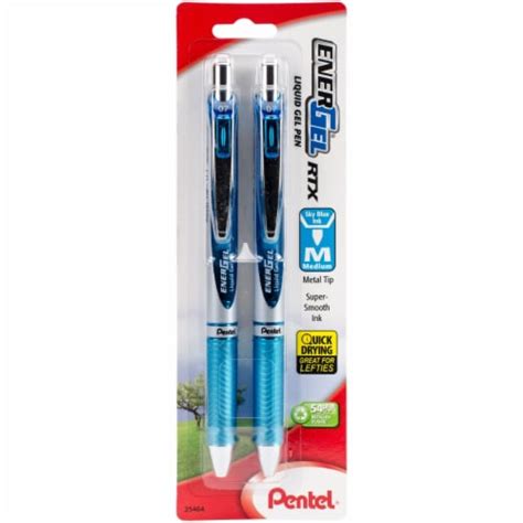 Pentel Energel Rtx Retractable Liquid Gel Pen 7mm 2pkg Sky Blue 1