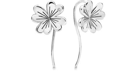 Pandora Lucky Four Leaf Clover Earrings In Metallic Lyst