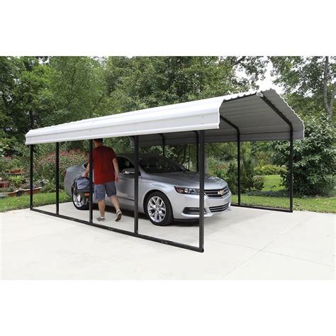 Arrow 12 Ft W X 20 Ft D X 7 Ft H Eggshell Galvanize Steel Carport