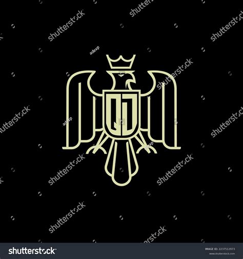 Qd Initial Monogram Logo Eagle Crown Stock Vector Royalty Free