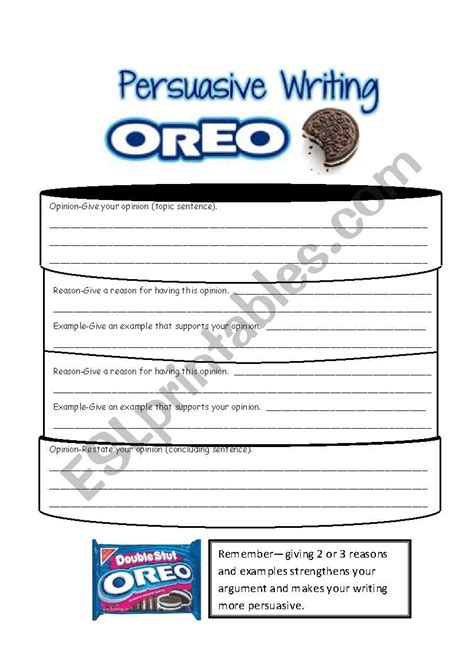 Persuasive Writing Oreo Esl Worksheet By Jcapehart