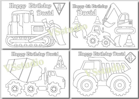 Construction Birthday Party Truck Party Coloring Pages Etsy