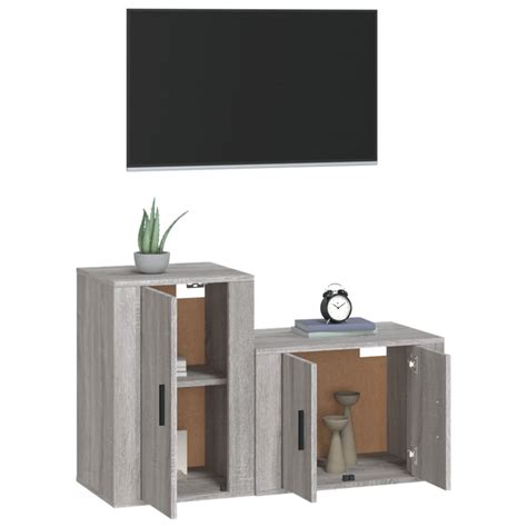 Meuble Tv Mural Complet Ensemble De Meubles Tv Pcs Sonoma Gris Bois