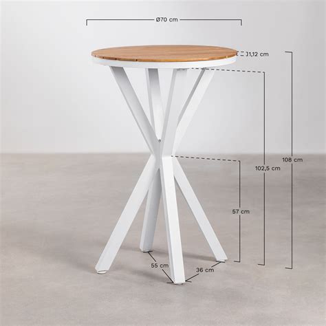 Mesa Alta de Bar Redonda en Aluminio y Madera Ø70 cm Archer SKLUM