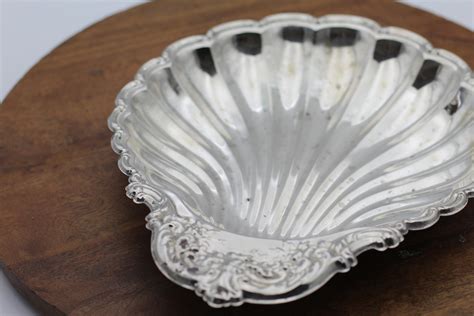 Vintage Silver Plated Scalloped Shell Serving Tray Seafood Etsy