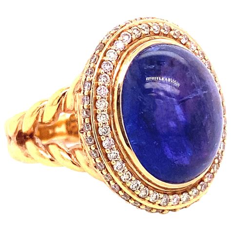 15 Carat Cabochon Tanzanite Ring In Diamond Frame Mounting At 1stdibs