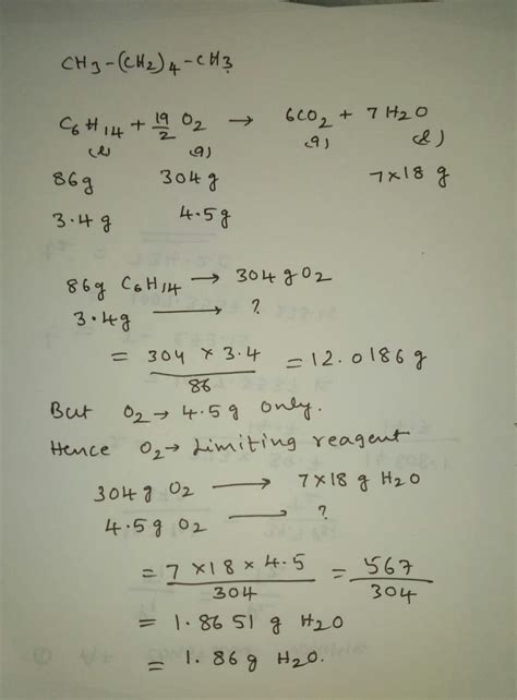 Solved Liquid Hexane Ch Ch Ch Reacts With Gaseous Oxygen