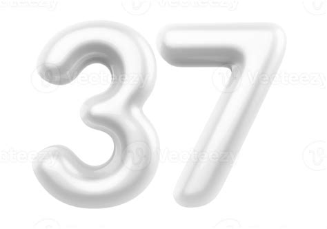 Silver 3D Number 37 46598966 PNG