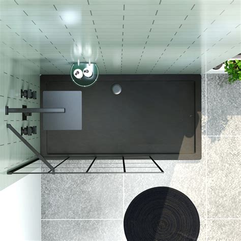 Milan Wet Room Shower Screen Matt Black Grid 8mm Easy Clean Glass